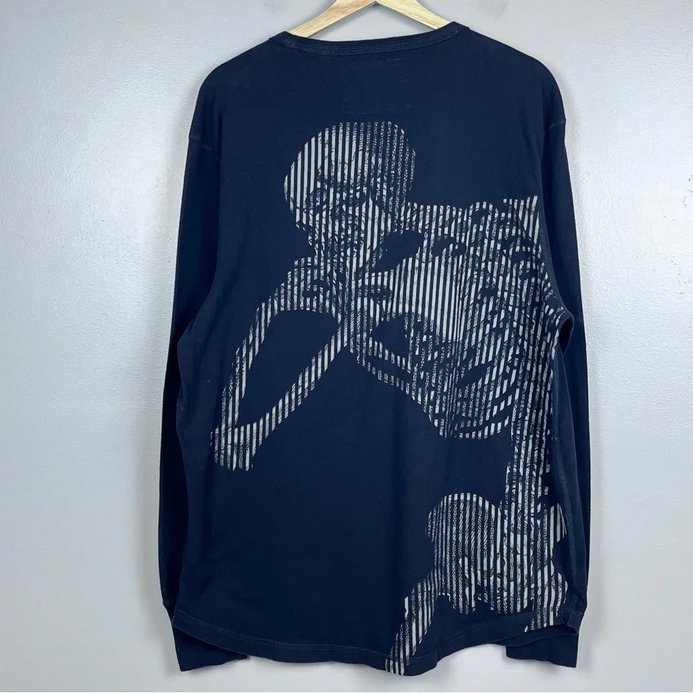 True Religion Men's Long Sleeve Skeleton Graphic Black Tee Size L; Streetwear